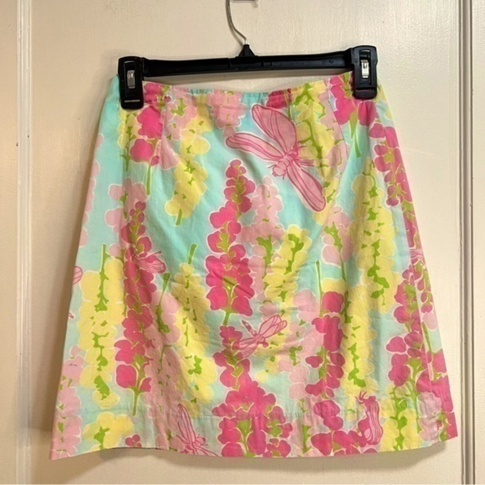 Lilly Pulitzer Pastel Floral Pink, Yellow & Aqua Cotton Skirt